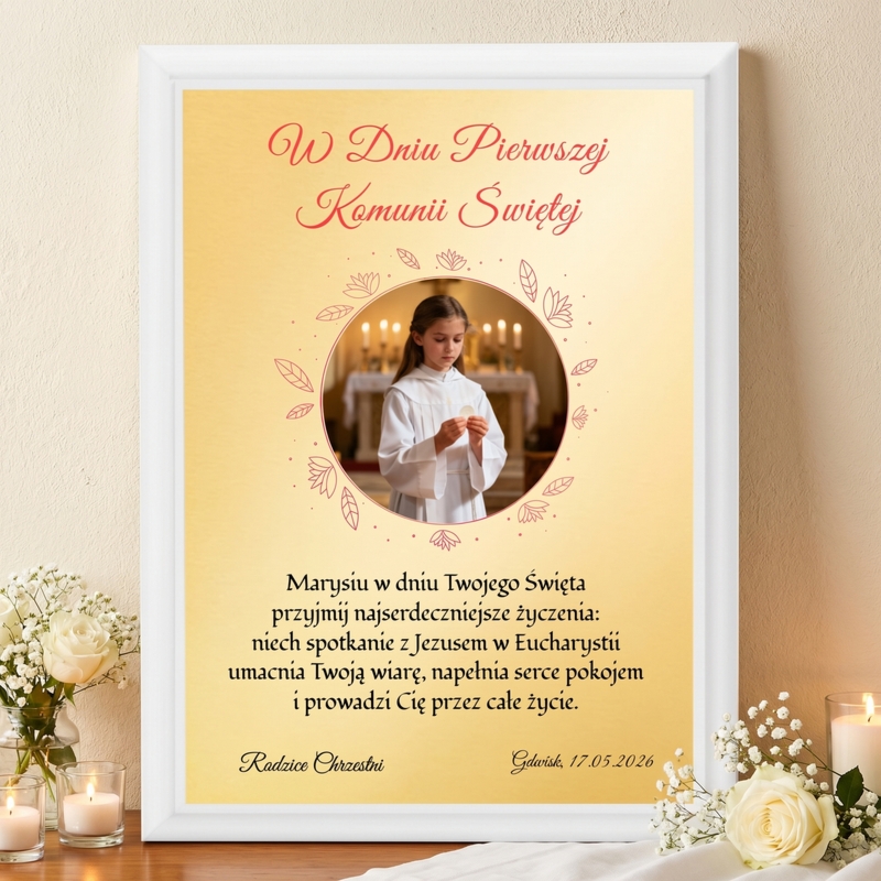 Podziękowanie dla Chrzestnych – Komunia Święta (Personalizowane ze zdjęciem)