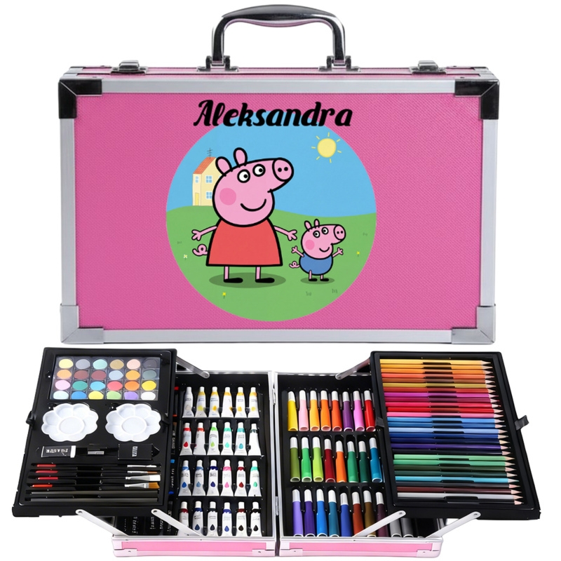 Zestaw plastyczny dla dziewczynki w różowej walizce z imieniem – 145 elementów