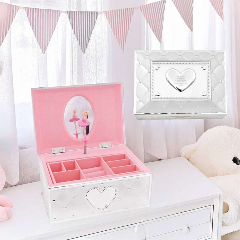 Na Chrzest i Roczek Posrebrzana Szkatułka Balerina z Grawerem