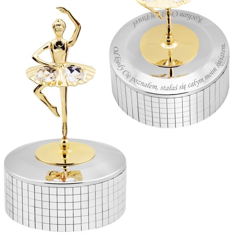 Na walentynki Pozytywka Balerina Swarovski 24k z grawerem
