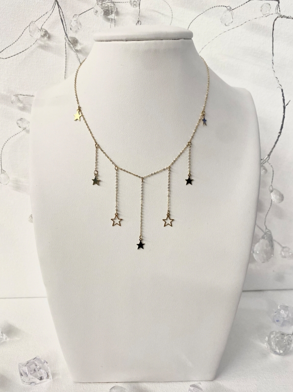 Złoty naszyjnik celebrytka z gwiazdkami, próba 333 na prezent