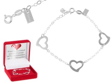 Na dzień Matki bransoletka srebrna pr.925 serca z grawerem