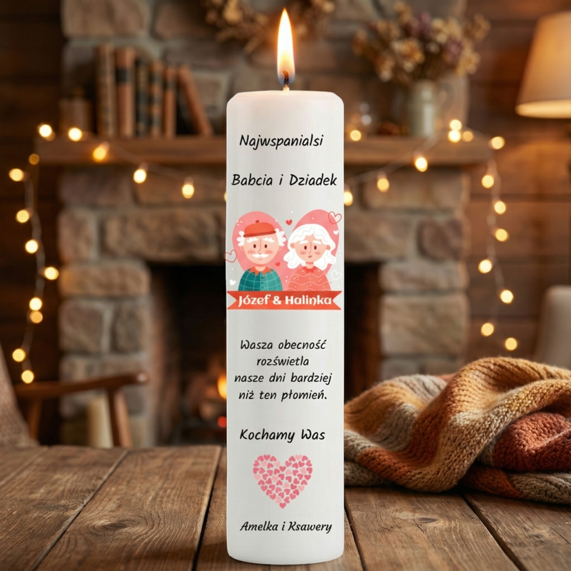 Na Dzień Babci i Dziadka świeca LED „Najwspanialsi” z imionami