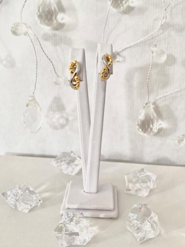 Pozłacane kolczyki nieskończoność ze srebra 925 z cyrkoniami