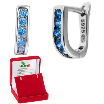 Na roczek kolczyki srebrne 925 jasnoniebieska cyrkonia z dedykacją