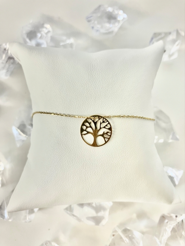 Złota bransoletka z drzewkiem szczęścia próby 333 z cechą