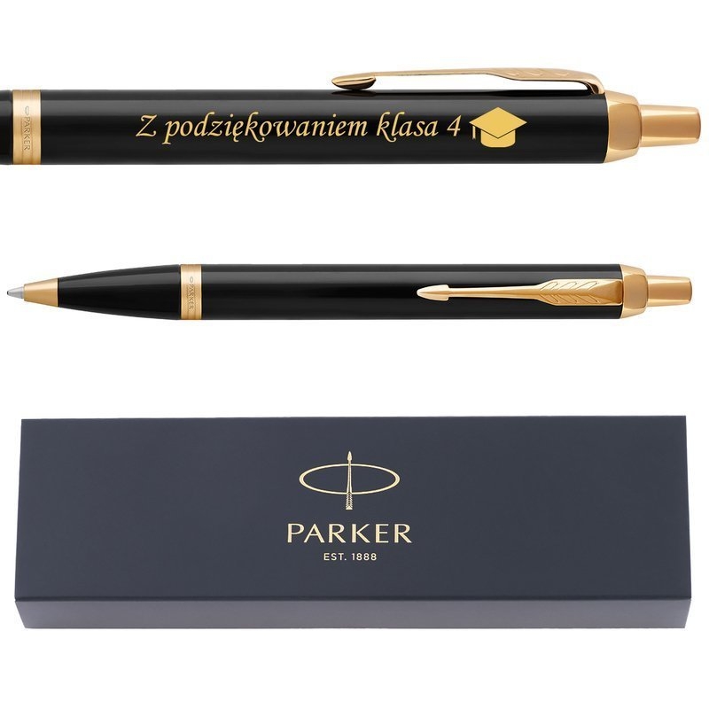 Image of Oryginalny Długopis Parker IM Czarny GT z Gawerunkiem