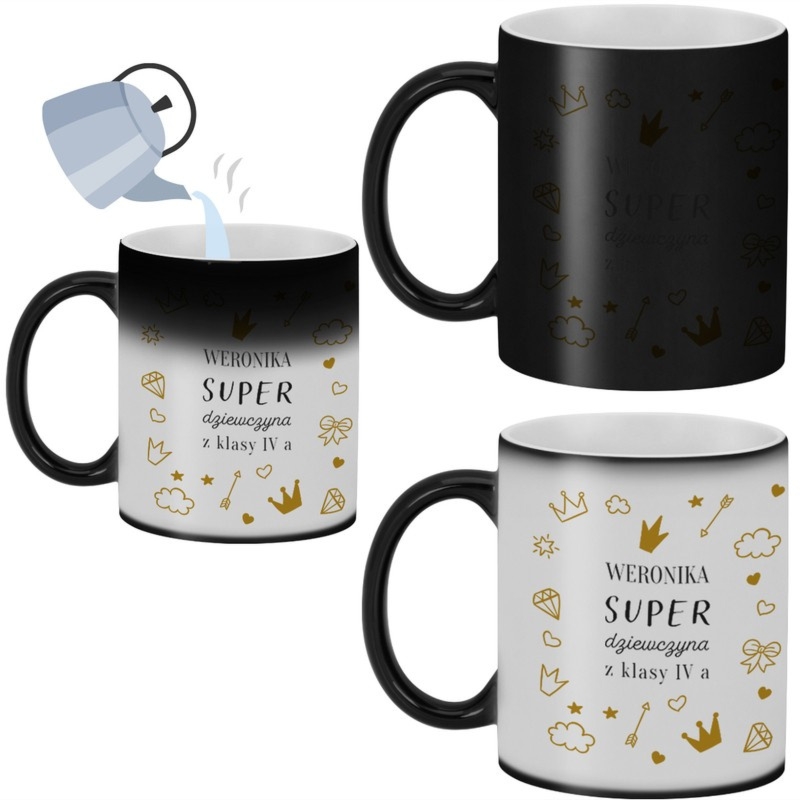 Dzień Kobiet Magiczny kubek Super Dziewczyna z imieniem i zdjęciem