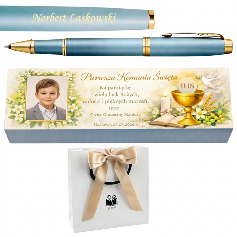 Pióro kulkowe Parker IM Rituals Turquoise Slate z grawerem – elegancki prezent na Pierwszą Komunię Świętą