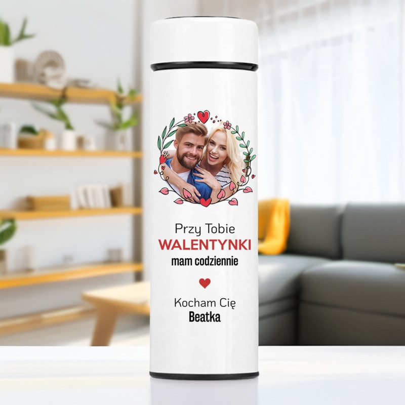 Walentynkowy kubek termiczny LED z imieniem i zdjęciem UV