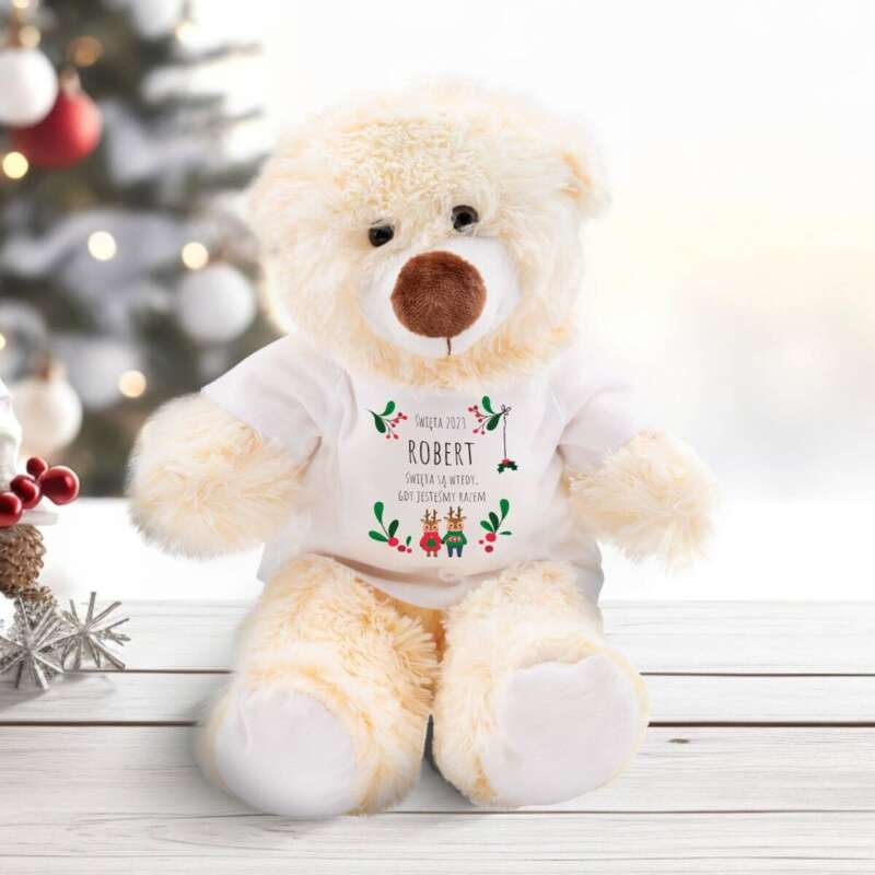 Miś pluszowy na Święta Renifery z personalizowanym nadrukiem