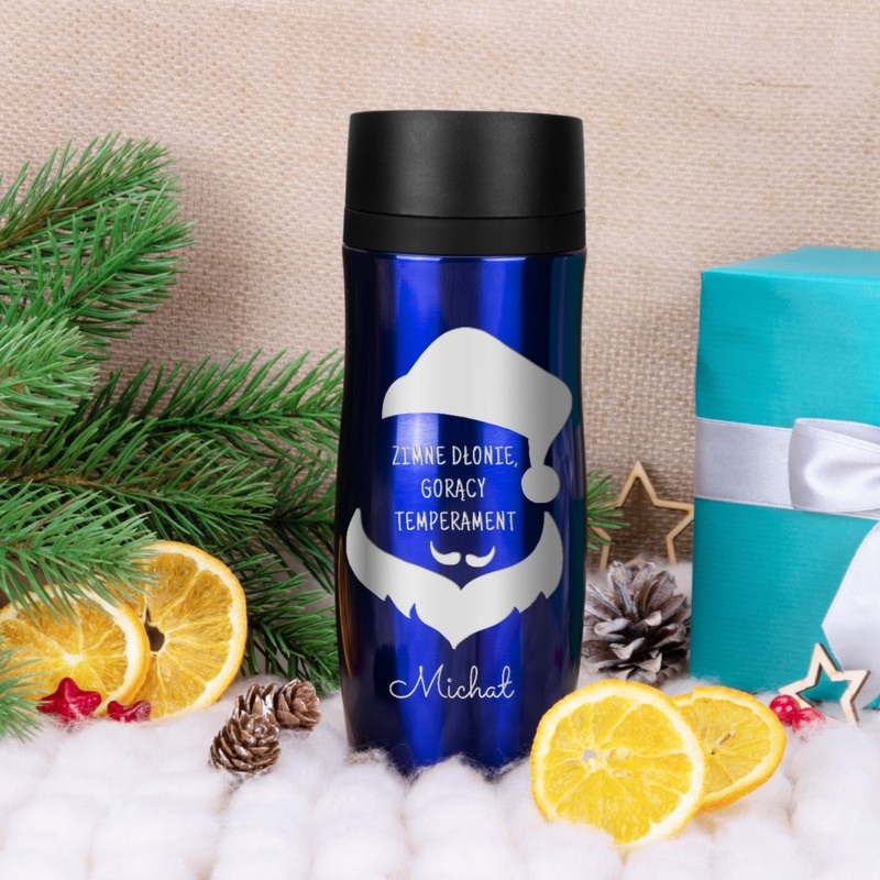 Kubek termiczny Gorący temperament granatowy 350 ml z grawerem