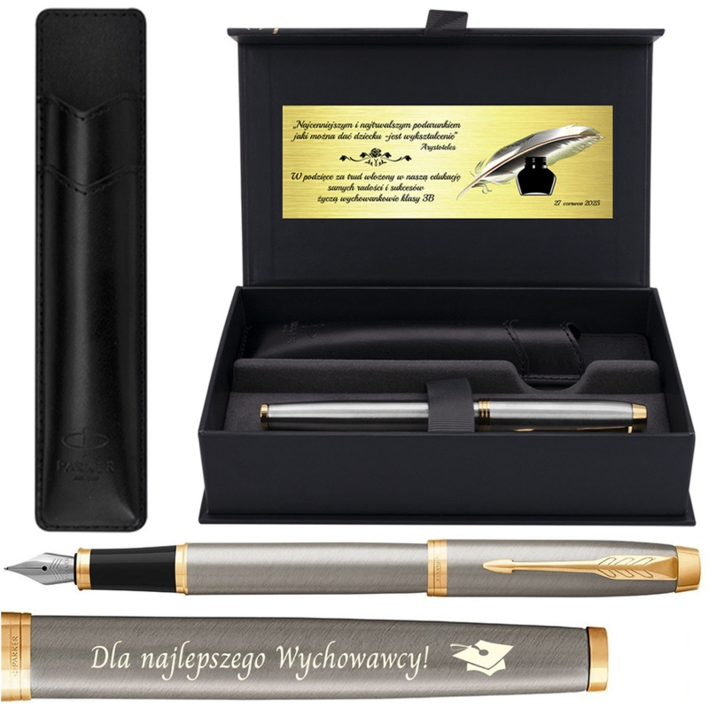 Pióro Parker I.M. Brushed Metal GT w etui ochronnym z grawerem