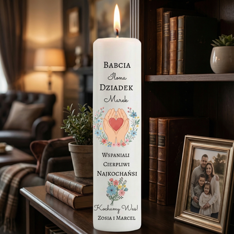 Dzień Babci i Dziadka – świeca LED z personalizacją napisu