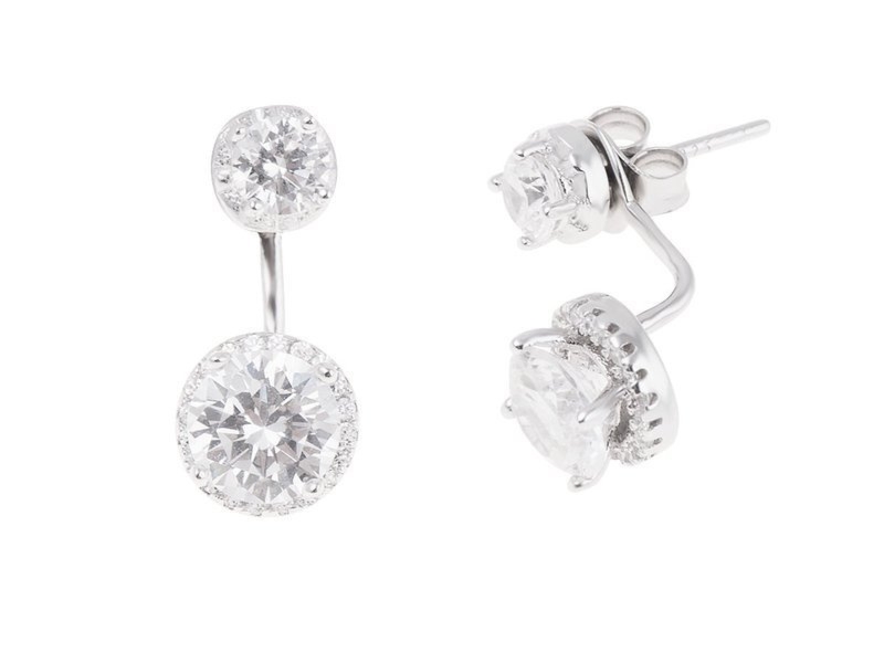 Srebrny komplet pr.925 z cyrkoniami: zausznice i wisiorek