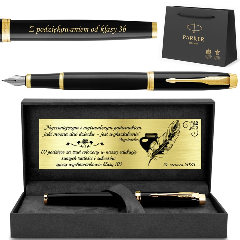 Pióro wieczne Parker IM Czarny GT Prestige z grawerem i tabliczką