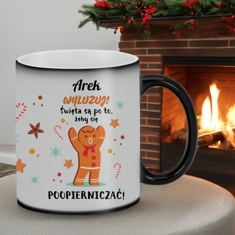 Kubek magiczny na Święta i Mikołajki matowy personalizowany