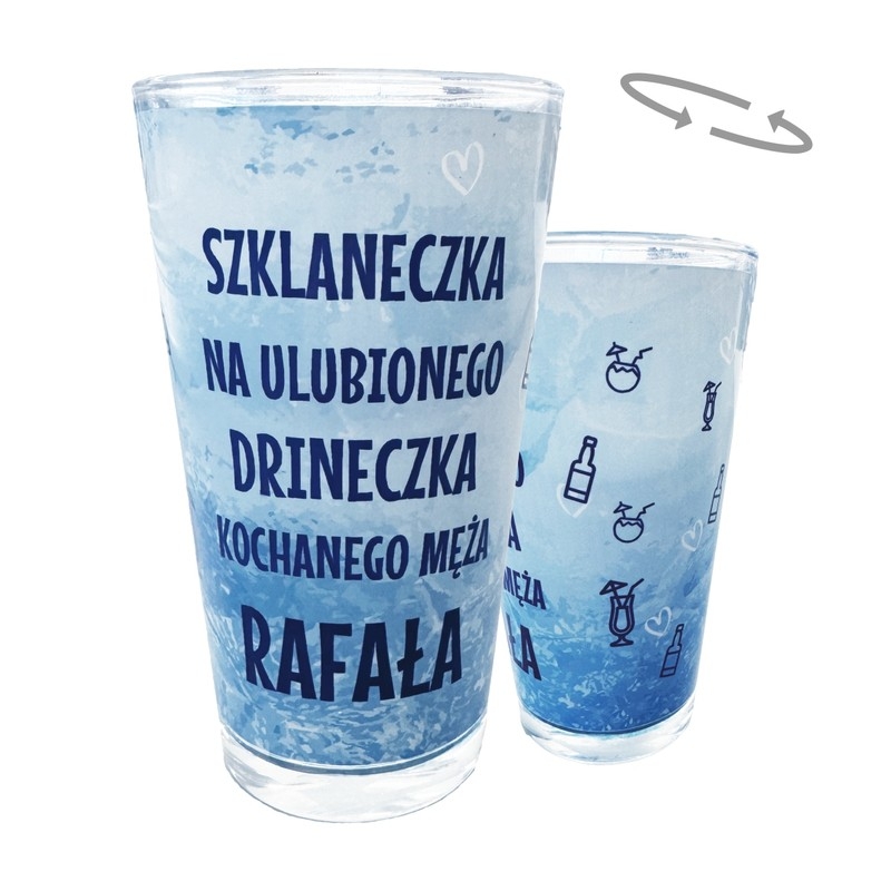 Image of Szklanka z nadrukiem / Duża szklanka / 450 ml / Szkło / Personalizowana szklanka / Prezent