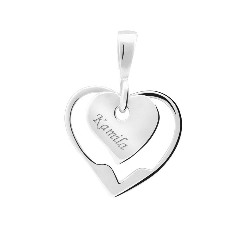 Walentynki: Wisiorek serce w sercu srebro 925 z grawerem