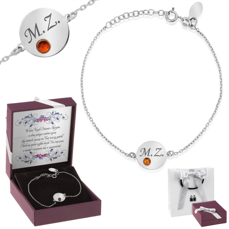 Bransoletka serce srebro 925 z cyrkoniami – personalizowane pudełko + torebka prezentowa