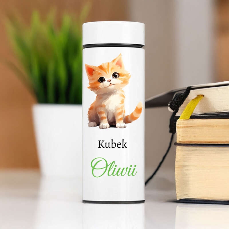 Na urodziny kubek termiczny LED dla miłośników kotów z nadrukiem UV