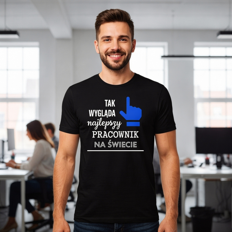 T-shirt czarny męski dla pracownika szefa