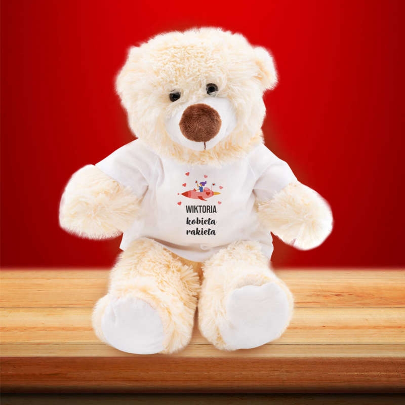 Miś na Dzień Kobiet Kobieta Rakieta z imieniem na koszulce