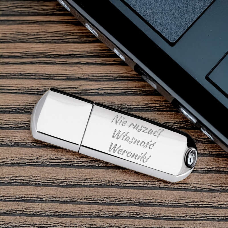 Chromowany pendrive 32 GB USB 3.0 z indywidualnym grawerem