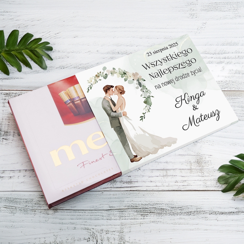 Merci z personalizowaną obwolutą – wyjątkowy prezent na ślub