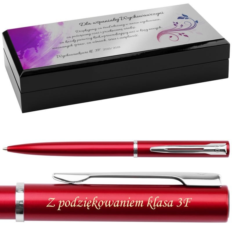 Czerwony długopis Waterman Allure CT z grawerem i tabliczką