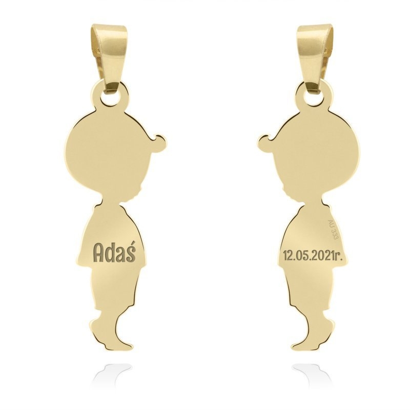 Wisiorek Chłopiec ze złota próby 333 z grawerem na Chrzest Św.