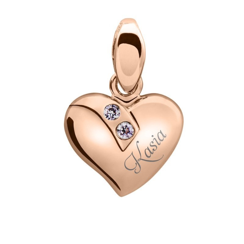 Na urodziny: wisiorek serce srebro 925 różowe złoto z grawerem
