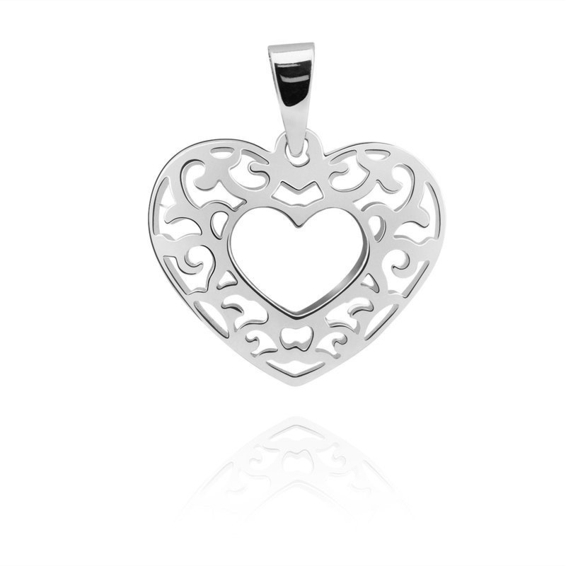 Prezent na Dzień Matki – duży wisiorek ażurowe serce srebro 925