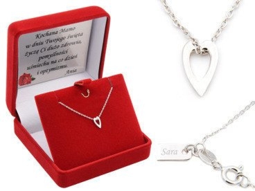 Walentynki: Srebrny naszyjnik serce 925 z grawerem na blaszce