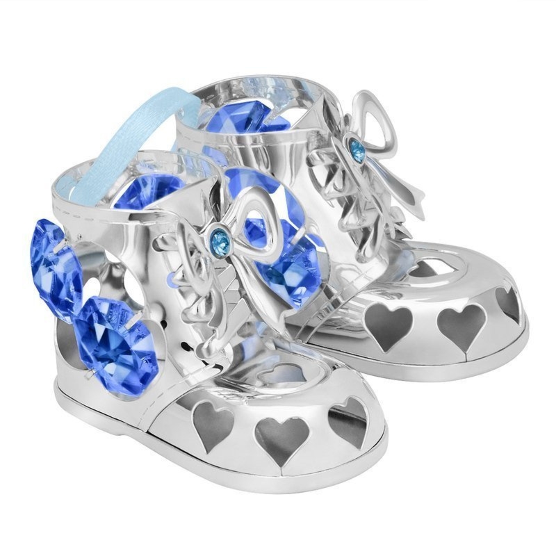 Buciki chrzest roczek Błękitne