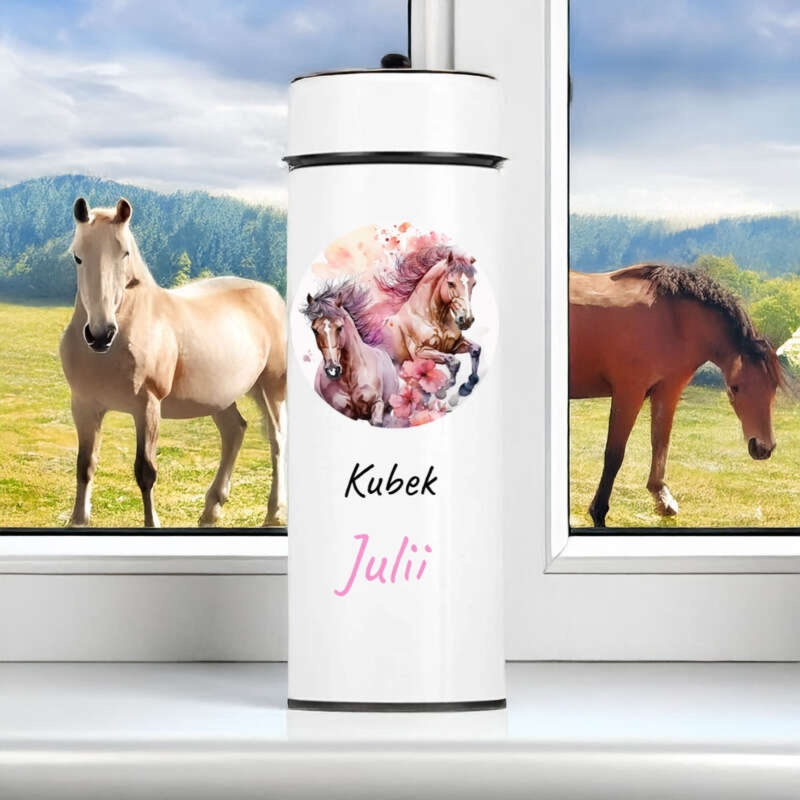Na Święta kubek termiczny z LED i nadrukiem UV dla miłośniczki koni