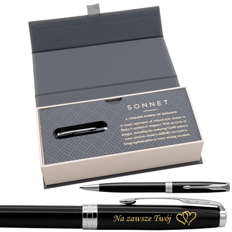 Parker Sonnet CT Czarny Lacquer z grawerem do 30 znaków