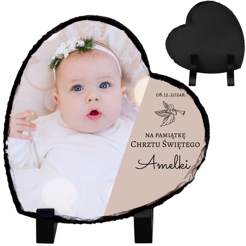 Pamiątka Chrztu Świętego – statuetka serce z personalizacją