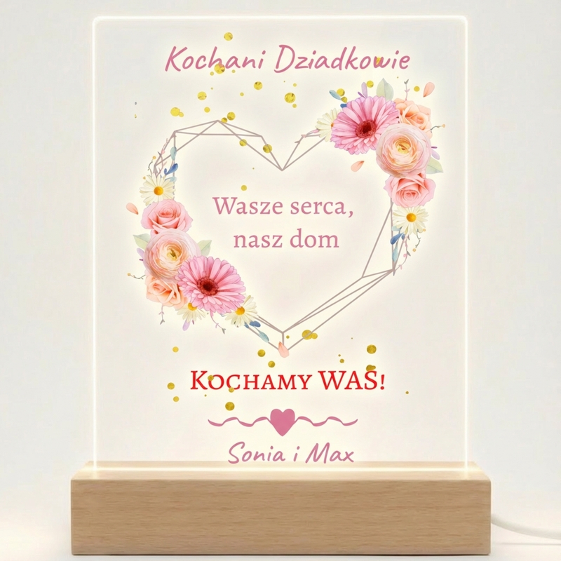 Dzień Babci i Dziadka: lampka LED ze zdjęciem i dedykacją