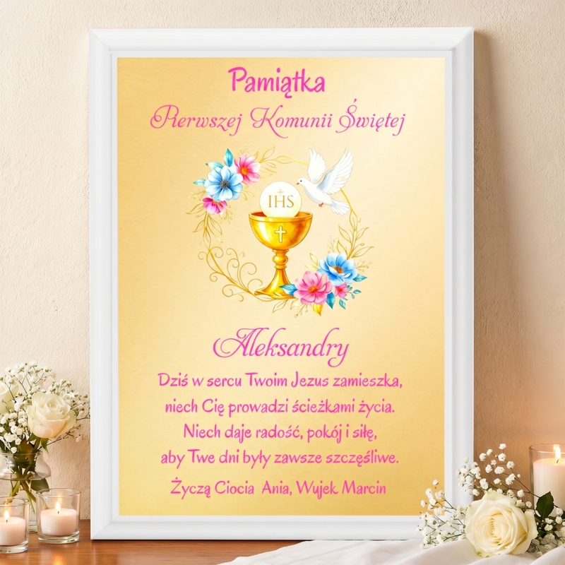 Podziękowanie dla Chrzestnych – Komunia Święta (Personalizowane ze zdjęciem)