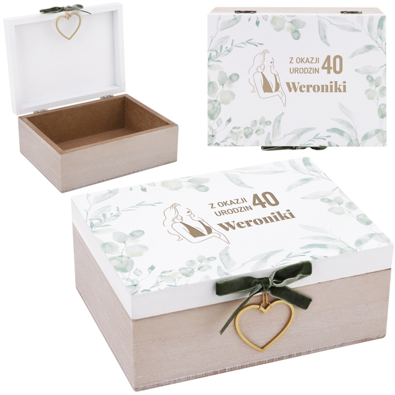 Drewniana szkatułka z grawerem na 40 urodziny – personalizowany prezent