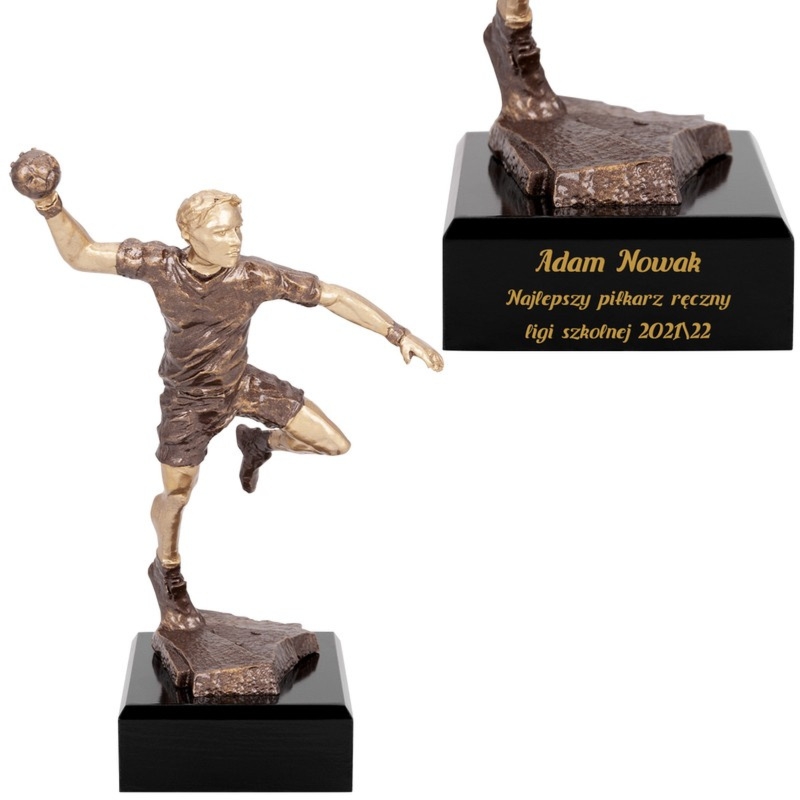 Nagroda na turniej piłki ręcznej: statuetka z grawerunkiem