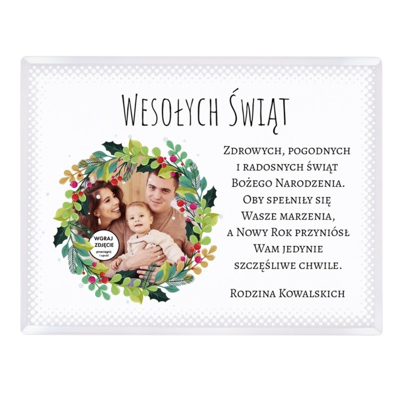 Zdjęcie na szkle na krysztale na Chrzest – sublimacja indywidualna