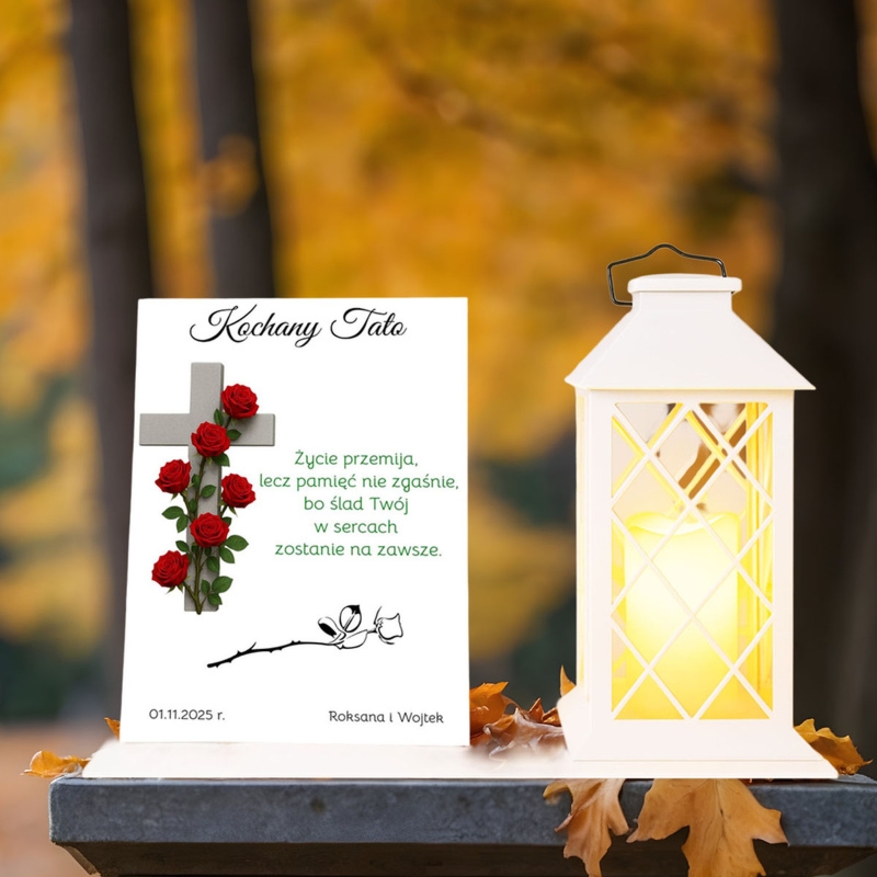 Zestaw na grób dla Taty – lampion solarny LED i personalizacja