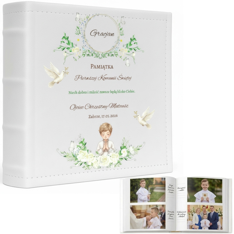 Komunijny album na zdjęcia Pamiątka I Komunii Świętej z nadrukiem