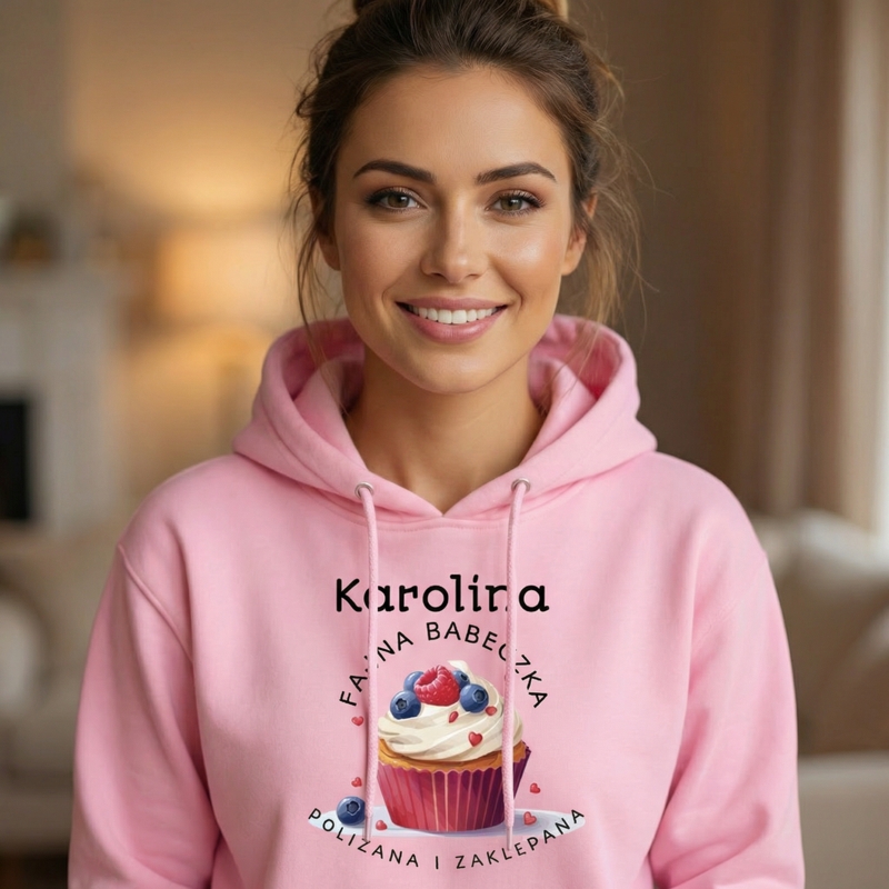Różowa bluza z Fajna Babeczka– personalizowany prezent