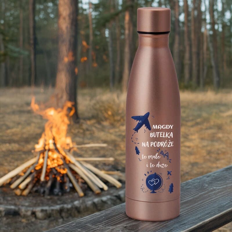 Personalizowana butelka próżniowa 500 ml z nadrukiem UV na podróż