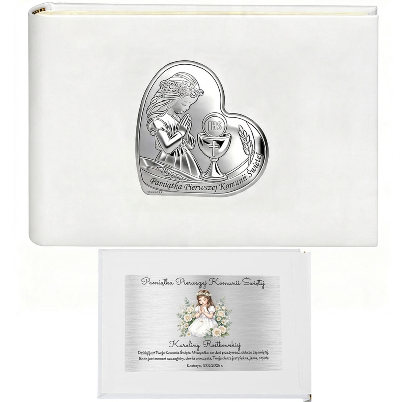 Album na zdjęcia Pierwsza Komunia Święta dla dziewczynki z personalizowaną dedykacją