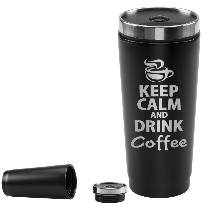 Czarny kubek termiczny 350 ml ze stali nierdzewnej z grawerem