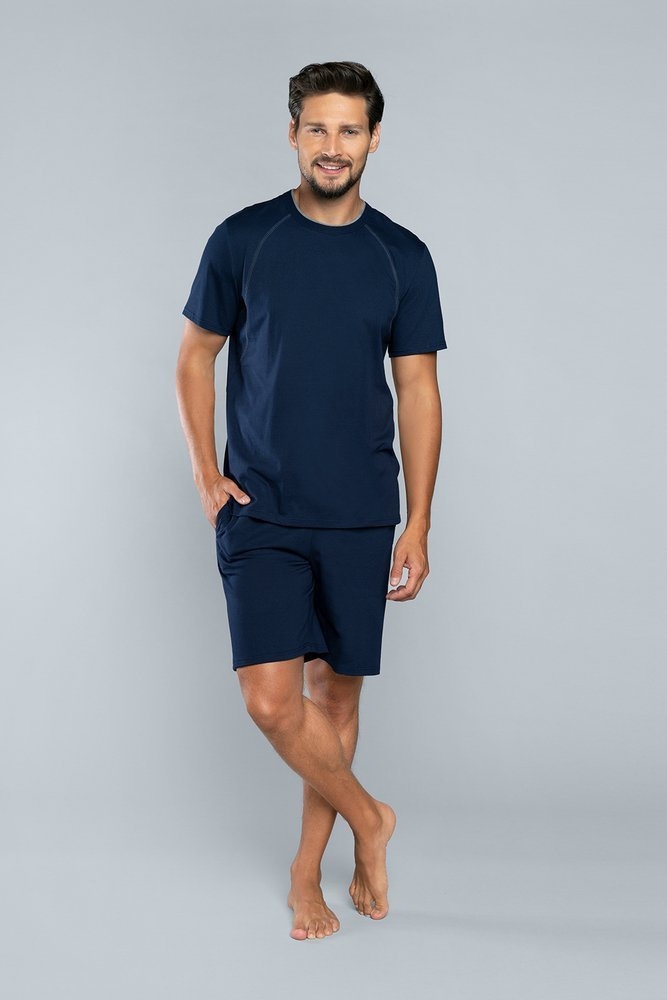 Niko piżama męska krótki rękaw, spodenki italian fashion- granat 